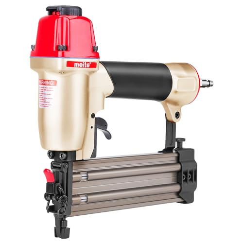 meite F50C Druckluft-Stauchkopfnagler mit Sicherheitsnase – Pneumatischer 18 Gauge Stauchkopfnagler – Kleine Nagelpistole für Feinarbeiten, Verarbeitet 18 Gauge Stauchkopfnägel von 15 mm bis 50 mm von meite