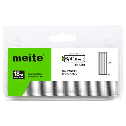 meite Stauchkopfnägel 18GA, 19 mm verzinkte 18GA Nägel Finishing-Nägel für Druckluftnagler - und Elektrotacker (1.000 Stück) von meite
