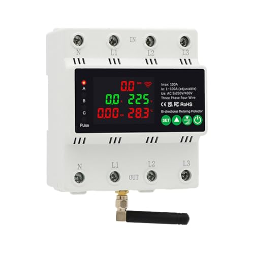 meiyan 3-Phasen-4-Leiter-380 V, 100 A, Tuya WiFi, Intelligenter Bidirektionaler -/KWh-Zähler, Automatische Wiedereinschaltung bei Über-/Unterspannung von meiyan