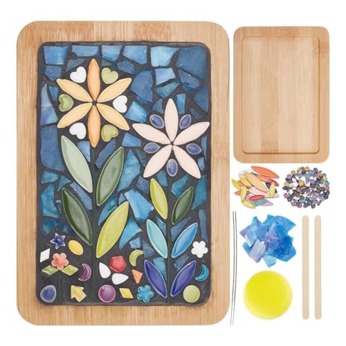 melairo DIY Mosaik-Bastelset, Mosaik-Bambus-Untersetzer-Set für Erwachsene und Anfänger, mit Rechteckiger Untersetzerbasis für Handgefertigtes Mosaik von melairo