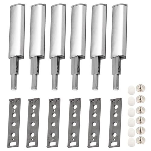 6 Stück Push to Open Türöffner Drucktüröffner,Magnetische Schrank Schubladen Türschlösser Drucköffner für Druckschnapper Schranktür Türen Beschlag Möbel Schubladen Drucköffner(Silver) von melebellot