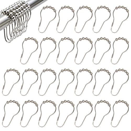 melebellot 25 Stück Duschvorhang Haken,Edelstahl Aufhängeringe Mit Gleitsystem,2.93x1.65in Duschvorhangringe,Gardinenhaken Metall,Duschvorhang Halterung Für Duschvorhangstange Kleiderstange(Silber) von melebellot