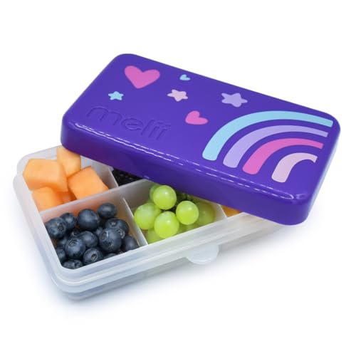melii Mini Snackbox - 6 Fächer, unterteilter Snackbehälter, Lebensmittelaufbewahrung für Kinder und Erwachsene, herausnehmbare Trennwände, Kunst & Handwerk, Perlen, BPA-frei, Regenbogen von melii