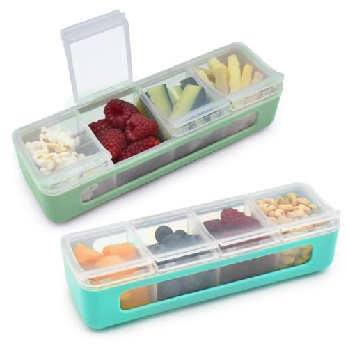 melii Snackbox - 4 separate Fächer mit Deckel, geteilter Snackbehälter, Lebensmittelaufbewahrung für Kinder und Erwachsene, Kunst & Handwerk, Perlen, BPA-frei, 2er-Pack, Blau + Minze melii Snackbox - 4 separate Fächer mit Deckel, geteilter Snackbehälter, Lebensmittelaufbewahrung für Kinder und Erwachsene, Kunst & Handwerk, Perlen, BPA-frei, 2er-Pack, Blau + Minze von melii