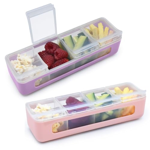 melii Snackbox - 4 separate Fächer mit Deckel, geteilter Snackbehälter, Lebensmittelaufbewahrung für Kinder und Erwachsene, Kunst & Handwerk, Perlen, BPA-frei, 2er-Pack, Rosa + Lila melii Snackbox - 4 separate Fächer mit Deckel, geteilter Snackbehälter, Lebensmittelaufbewahrung für Kinder und Erwachsene, Kunst & Handwerk, Perlen, BPA-frei, 2er-Pack, Rosa + Lila von melii