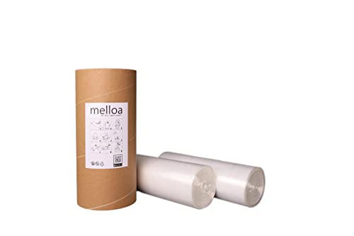 MELLOA Nachfüllset für Windeleimer Kartusche, kompatibel mit Tommee Tippee TEC Simplee Twist & Click Spross Ubbi Magic Littycat Kartuschen (Weiß, 400m + Papierröhre) von melloa for the little ones