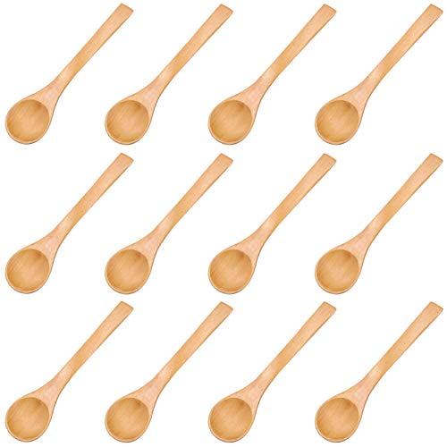 mellystore 12 pcs Holzlöffel Klein Mini Handgefertigte Holzlöffel Kleine Holzlöffel für Honig Gewürze Kleine Marmeladengläser Kaffee Tee Senf Eiscreme Milchpulver 13cm von mellystore