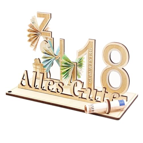 mellystore Geldgeschenk 18.Geburtstag Geschenke Zum 18 Geburtstag Mädchen Junge Gästebuch 18 Geburtstag Holz Dekoration Originelle Kreative Jubiläumsgeschenke Geschenke Aus Holz Für Freunde, Familie von mellystore