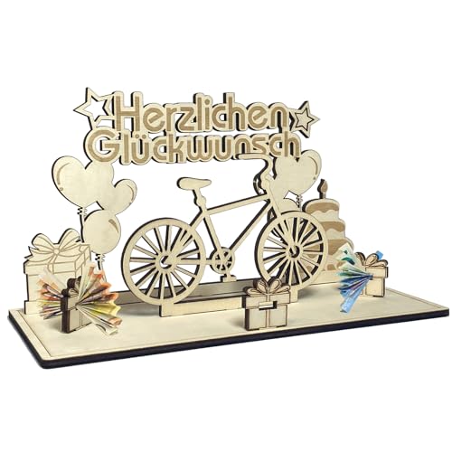 mellystore Geldgeschenke Geburtstag Holz, Fahrrad Geldgeschenk, Originelle Geldgeschenk Fahrrad Deko, Kreative Gästebuch Geburtstag, Deko Fahrrad Geldgeschenk für Freunde, Familie, Liebhaber von mellystore