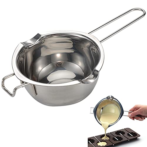 Schokoladen Schmelztopf Wasserbad Schmelzschale 600ml Schmelztopf mit Hitzebeständigem Griff Schmelztopf Edelstahl für Schokolade Käse Zucker Butter Käse Karamell Kerzen Silber von mellystore
