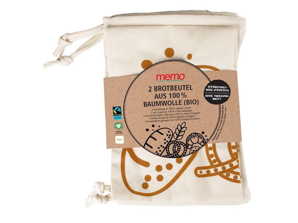 memo Brottasche memo Bio-Brotbeutel, 2 Stk., 100 % Baumwolle (Bio) von memo