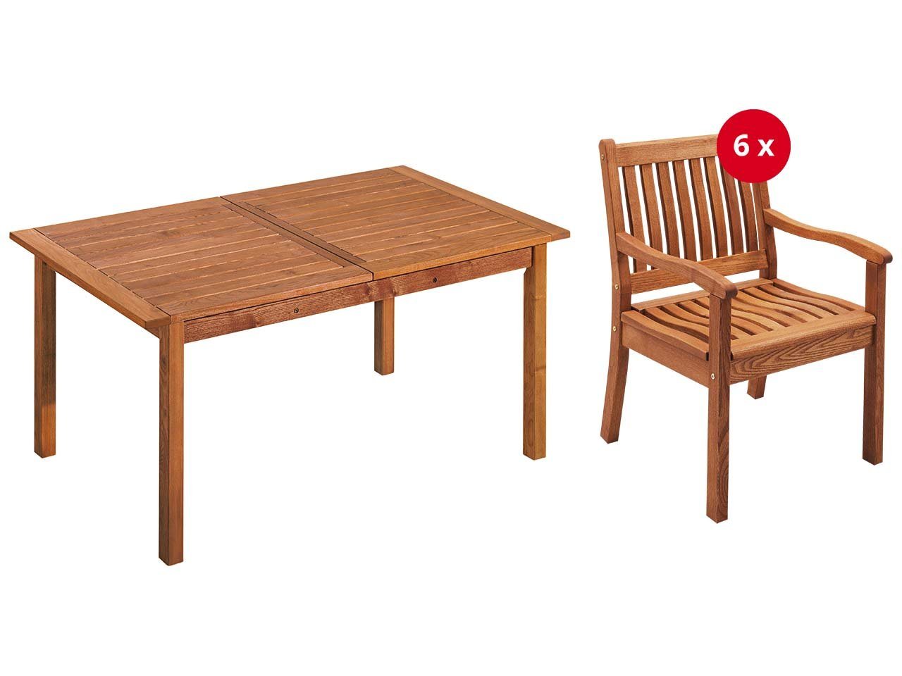 memo Garten-Essgruppe Cansa, (Spar-Set, 7-tlg., Tisch 170/200 x 90 cm, 6 Stühle), Made in Europe von memo