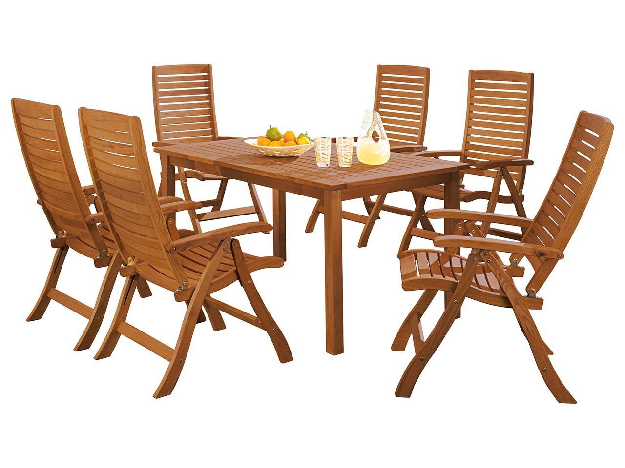 memo Garten-Essgruppe Manja, (Spar-Set, 7-tlg., Tisch 170/200 x 90 cm, 6 Stühle), Made in Europe von memo