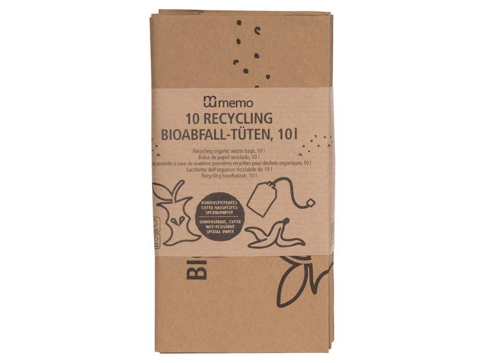 memo Müllbeutel memo 10 Bioabfall-Kompostbeutel aus Recyclingpapie von memo
