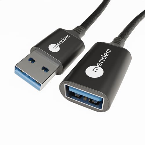 USB 3.0 Verlängerung, Verlängerungskabel A-Stecker auf A-Buchse, geflochtenes Nylon, 5 Gbps, Plug & Play, für Maus, Tastatur, Drucker, Webcam, Scanner (Schwarz, 3 Meter) von mendem