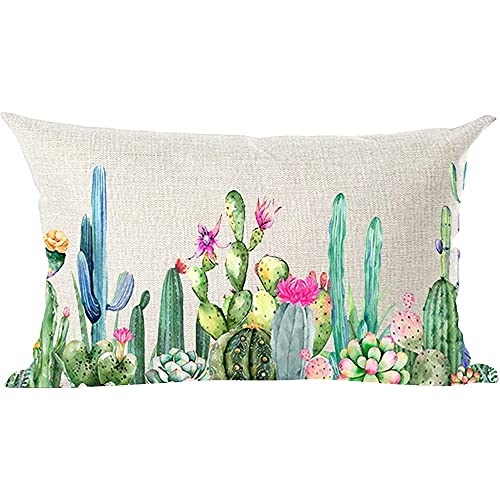 Kissenbezüge 40X60Cm, Grüner Kaktus Rosa Blumen Sommer Kissenhülle Premium Sofakissen Knitterfreie Für Bett, Stuhlmöbel von mengchengxianmingyushangmaoyouxiangongsi1