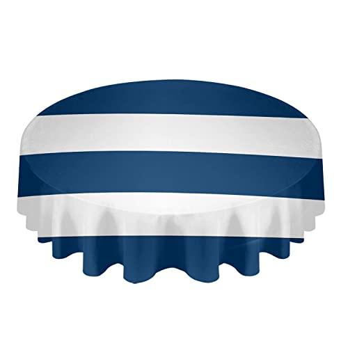 Tischdecke Marine Gestreiftes Blaues Weiß Pflegeleicht Wachstuch Wetterfeste,Abwaschbar Tischwäsche Für Picknick Camping Indoor 152Cm von mengchengxianxinfumaoyiyouxiangongsi1