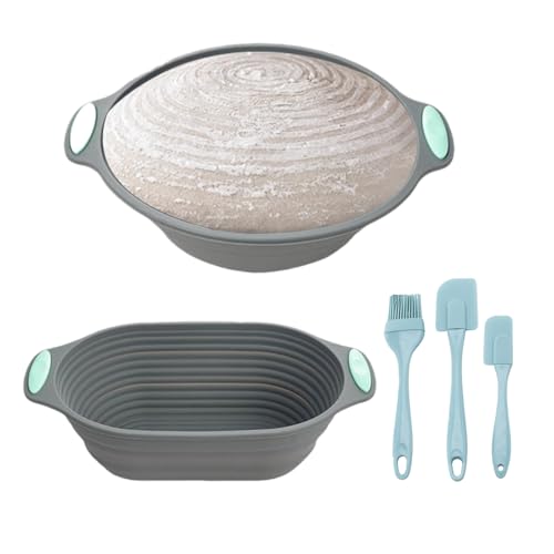 Gärkörbchen,Mengger 2 Stück Silikon Gärkorb Brot 2 Abstreifer 1Bürsten,Gärkörbchen für Brot,Gärkörbchen Oval Proofing Basket Brotbackkorb Runde Faltbarer,Geeignet zum Backen Gären(Graue Blaue) Gärkörbchen,Mengger 2 Stück Silikon Gärkorb Brot 2 Abstreifer 1Bürsten,Gärkörbchen für Brot,Gärkörbchen Oval Proofing Basket Brotbackkorb Runde Faltbarer,Geeignet zum Backen Gären(Graue Blaue) von mengger