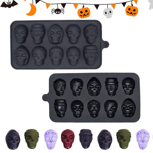 mengger Halloween Silikonform, Mengger 2 Stück Halloween Silikonform Totenkopf Schokoladenform Silikonform Schwarz Halloween Backformen 22.5 x 11 x 2.3 cm, Schwarz (Schwarz) mengger Halloween Silikonform, Mengger 2 Stück Halloween Silikonform Totenkopf Schokoladenform Silikonform Schwarz Halloween Backformen 22.5 x 11 x 2.3 cm, Schwarz (Schwarz) von mengger