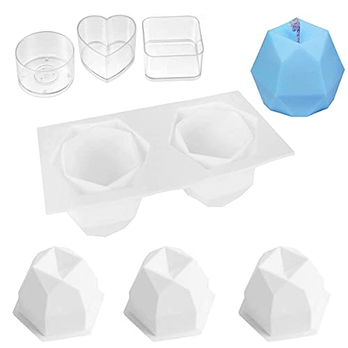 mengger 4Pcs 3D Kerzenform Silikonform Cube Kerzengiessformen Rubik Silikon Kerzen Gießform Rundes Silikon Kerzen Gießform Ball Seifenform Für Handwerk Ornamente Kuchenform Backform Kerzenform von mengger