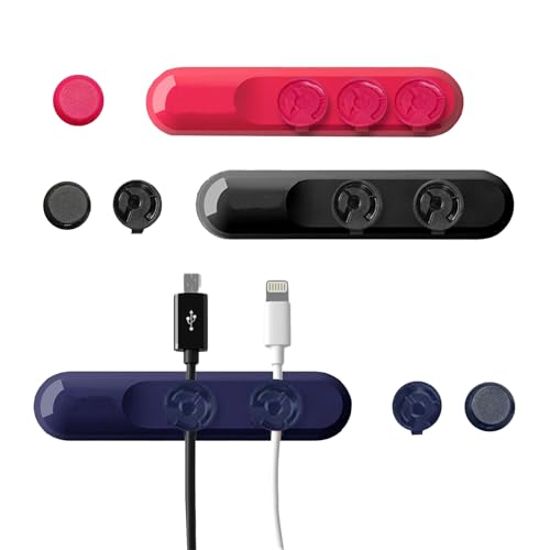 Mengger Kabelhalter Kabelclips,3 Stück 9 Clips Kabelhalter Magnetisch Kabelmanagement,Magnetische Absaugung Vielzwecke Kabelführung Kabel Organizer,Geeignet für Haus Büro mehrere Ladekabel von mengger