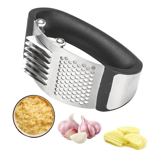 Mengger Knoblauchpresse, Knoblauchpresse Wippe Knoblauchschneider Knoblauchpresse Edelstahl Garlic Press Knoblauch Zerkleinerer Knoblauchpressen Garlic Dicer Knoblauchhacker Knoblauch Presse von mengger