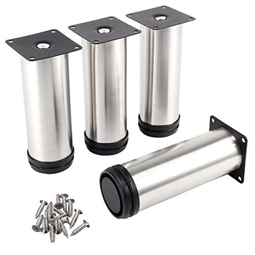 mengger MöBelFüßE Verstellbare Möbelfuss Runde Edelstahl Metall Unterstützung Küchenschrank Couchtisch Foot TV Tischbeine Sofa Fuß Home Improvement Hardware 4 pcs Möbel Beine Füße (50 * 150mm) von mengger