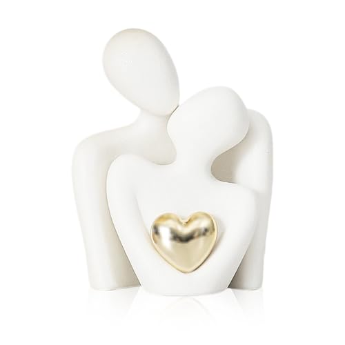 mengger Keramik Figuren Skulptur, Statue Eines Paares,Skulptur Deko Modern,Skulpturs Set für Zuhause Deko Figuren,Weißes Liebespaar Skulpturs,Geeignet für Wohnzimmer Schlafzimmer Arbeitszimmer usw von mengger