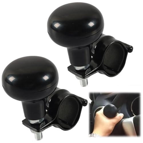 mengger Lenkradknauf, 2 Universal Lenkrad Lenkradknauf,Steuerrad Drehknopf,Lenkknauf Spinner Auto,Lenkradspinnknopf Lenkhilfe Abnehmbar Geeignet für Autos Traktoren Lastwagen Schiff(Schwarz) von mengger