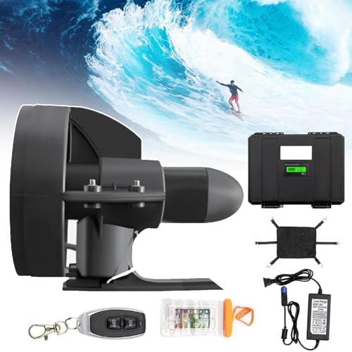 Elektrische Motorisierte Finne | 12V-Thrust-Surfbrett-Unterwasserstrahlruder | Kajak&Sup 20ah-Batterie Elektrische Jet-Finne | Stand-Up-Paddle-Board-Motor-Geschwindigkeit 3-5Km,Fernschalter,D260 von menglanchang