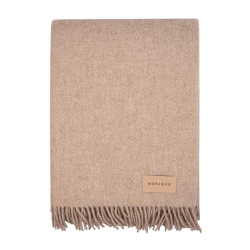 menique Wool Blanket Milan 125x180 cm Beige, Dicke Decke Plaid Extra Fine Fall Blanket von menique