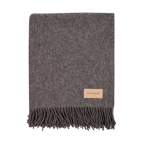 menique Wool Blanket Milan 125x180 cm Dunkelgrau, Dicke Decke Plaid Extra Fine Fall Blanket von menique