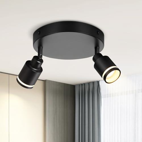 meoaow Deckenleuchte LED Deckenstrahler Flur Schwenkbar Spot GU10 Strahler Schwarz Deckenlampe 2 Flammig Wandstrahler Spotlight Lampe für Wohnzimmer Schlafzimmer Esszimmer Küche meoaow Deckenleuchte LED Deckenstrahler Flur Schwenkbar Spot GU10 Strahler Schwarz Deckenlampe 2 Flammig Wandstrahler Spotlight Lampe für Wohnzimmer Schlafzimmer Esszimmer Küche von meoaow