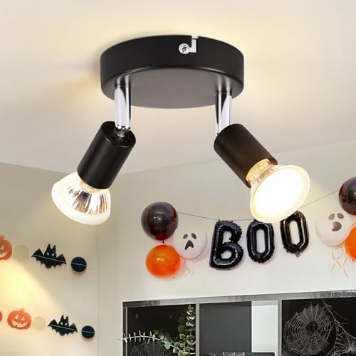 meoaow Deckenstrahler LED GU10 Küchenlampe - Schwarz Deckenlampe 2 Flammig Rund Schlafzimmerlampe Modern Flurlampe 350° Deckenleuchte Spots für Küchen Flur Schlafzimmer Wohnzimmer - Ohne Leuchtmittel meoaow Deckenstrahler LED GU10 Küchenlampe - Schwarz Deckenlampe 2 Flammig Rund Schlafzimmerlampe Modern Flurlampe 350° Deckenleuchte Spots für Küchen Flur Schlafzimmer Wohnzimmer - Ohne Leuchtmittel von meoaow