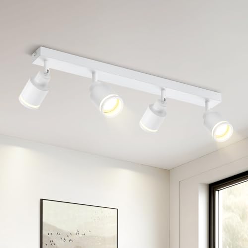 meoaow Deckenstrahler Modern Deckenleuchte 4 Flammig: Schwenkbar Deckenspots GU10 Deckenlampe Strahler Küchenlampe Metall Flurlampe in Weiß für Flur Büro Wohnzimmer Schlafzimmer, Ohne Leuchtmittel meoaow Deckenstrahler Modern Deckenleuchte 4 Flammig: Schwenkbar Deckenspots GU10 Deckenlampe Strahler Küchenlampe Metall Flurlampe in Weiß für Flur Büro Wohnzimmer Schlafzimmer, Ohne Leuchtmittel von meoaow
