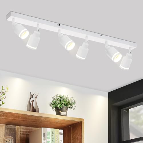 meoaow Deckenstrahler Modern Deckenleuchte 6 Flammig: Schwenkbar Deckenspots GU10 Deckenlampe Strahler Küchenlampe Metall Flurlampe in Weiß für Flur Büro Wohnzimmer Schlafzimmer, Ohne Leuchtmittel meoaow Deckenstrahler Modern Deckenleuchte 6 Flammig: Schwenkbar Deckenspots GU10 Deckenlampe Strahler Küchenlampe Metall Flurlampe in Weiß für Flur Büro Wohnzimmer Schlafzimmer, Ohne Leuchtmittel von meoaow