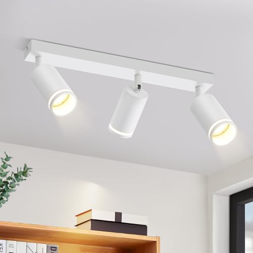 meoaow Deckenstrahler Weiß 3 Flammig Flurlampe Modern Deckenlampe Strahler GU10 Spots Schwenkbar Innen Metall Deckenleuchte Deckenspots für Flur Küche Wohnzimmer, Ohne Leuchtmittel meoaow Deckenstrahler Weiß 3 Flammig Flurlampe Modern Deckenlampe Strahler GU10 Spots Schwenkbar Innen Metall Deckenleuchte Deckenspots für Flur Küche Wohnzimmer, Ohne Leuchtmittel von meoaow