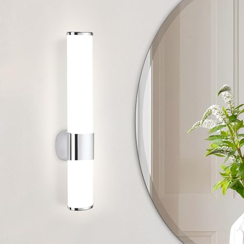 meoaow Spiegelleuchte Bad Led Badezimmer - 6W Wandlampe Lampe Neutralweiße Lichtfarbe 4000K Seite Spiegel Wandleuchte Chrom Badlampe Spiegelschrank Beleuchtung 35cm von meoaow