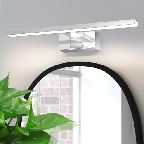 meoaow Spiegelleuchte Bad Led Spiegellampe - 8W Wandlampe Badezimmer Lampe Neutralweiße Lichtfarbe 4000K Spiegel Wandleuchte Modern Chrom Badlampe Spiegelschrank Beleuchtung 40cm von meoaow