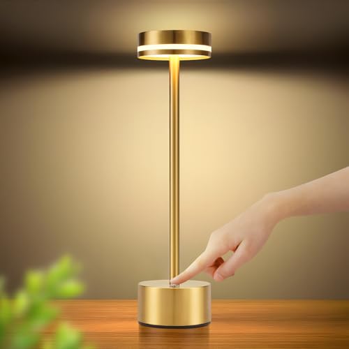 meoaow Tischlampe Akku LED Tischleuchte Kabellos - Nachttischlampe Dimmbare mit USB-C Aufladbar Batterie Touch Lampe Gold Tischlampen für Schlafzimmer Esszimmer Büro meoaow Tischlampe Akku LED Tischleuchte Kabellos - Nachttischlampe Dimmbare mit USB-C Aufladbar Batterie Touch Lampe Gold Tischlampen für Schlafzimmer Esszimmer Büro von meoaow