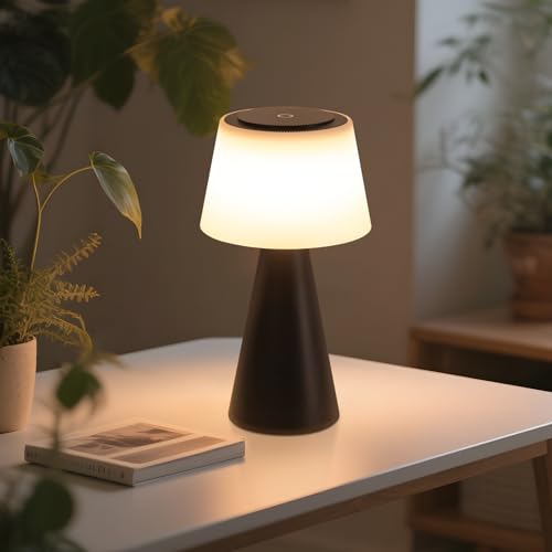 meoaow Tischlampe Akku Nachttischlampe LED - 3600mAH Kabellos Tischleuchte Touch Dimmbar Lampe mit USB Aufladbar Schwarz Batterie Tischlampen für Modern Wohnzimmer Schlafzimmer Outdoor von meoaow