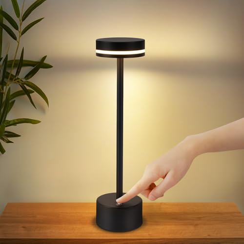 meoaow Tischlampe Kabellos LED Tischleuchte Akku - Nachttischlampe Dimmbare 3000K-6500K mit USB-C Touch Lampe Schwarz Tischlampen für Schlafzimmer Esszimmer Büro meoaow Tischlampe Kabellos LED Tischleuchte Akku - Nachttischlampe Dimmbare 3000K-6500K mit USB-C Touch Lampe Schwarz Tischlampen für Schlafzimmer Esszimmer Büro von meoaow