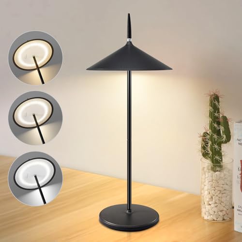 meoaow Tischlampe Akku LED Tischleuchte Kabellos - Dimmbare Tischlampe 3000K-5000K Aufladba mit USB-C Touch Lamp IP44 Wasserdicht Für Innen Aussen von meoaow