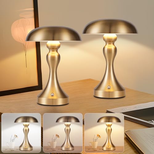 meoaow Tischlampe Kabellos Nachttischlampe LED - Akku Tischleuchte 2er Set Touch Dimmbar Retro Vintage Gold Bronze Lampe mit USB Aufladbar Batterie Tischlampen für Fensterbank Wohnzimmer Schlafzimmer meoaow Tischlampe Kabellos Nachttischlampe LED - Akku Tischleuchte 2er Set Touch Dimmbar Retro Vintage Gold Bronze Lampe mit USB Aufladbar Batterie Tischlampen für Fensterbank Wohnzimmer Schlafzimmer von meoaow