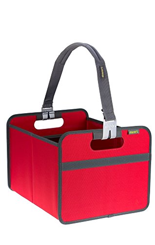 Shopper Bundle Hibiskus Rot / Uni stabil abwischbar Transport Autobox Tragegriff platzsparend Qualität Korb Picknick Ausflug Wochenende Einkäufe Vorratsraum von meori