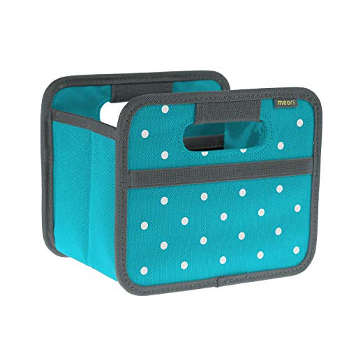 meori Faltbox Mini in Azurblau mit Punkten – Kleine Klappbox mit Griffen – Geschenkidee und Allzweck Aufbewahrungslösung - A100303 - 16,5 x 12,5 x 14 cm von meori