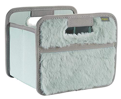 meori Faltbox Mini in Mint/Plüsch – Kleine Klappbox mit Griffen – Geschenkidee und Allzweck Aufbewahrungslösung - A100665 - 16,5 x 12,5 x 14 cm von meori