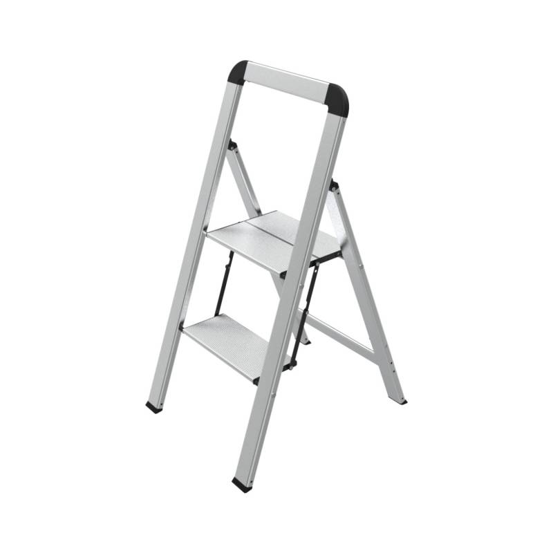 Mephisto Trittleiter Klappleiter Stufenleiter Haushaltsleiter Flach aus Aluminium mit Bügel mit 2 Stufen bis 150 kg Tragkraft von mephisto
