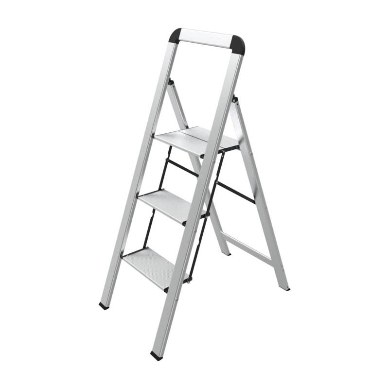 Mephisto Trittleiter Klappleiter Stufenleiter Haushaltsleiter Flach aus Aluminium mit Bügel mit 3 Stufen bis 150 kg Tragkraft von mephisto