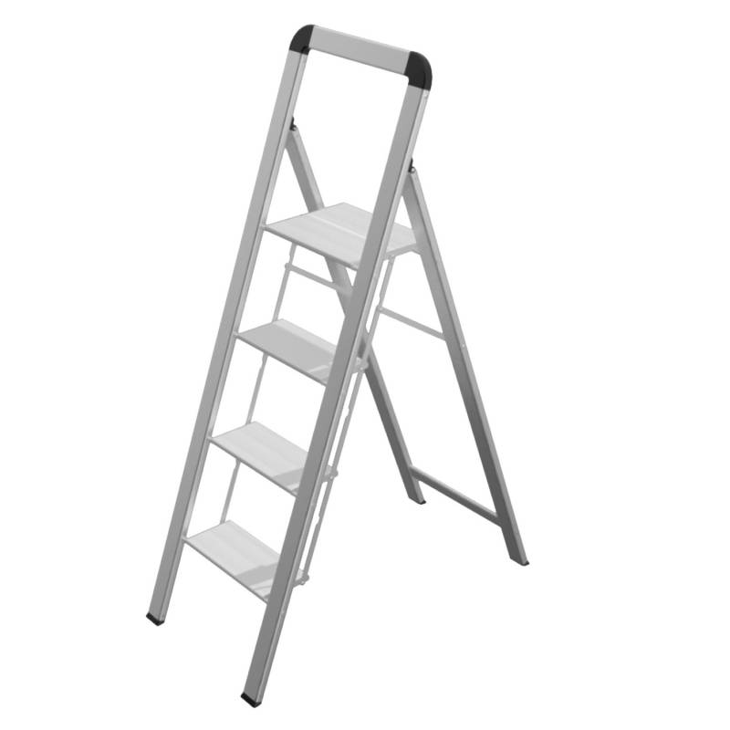 Mephisto Trittleiter Klappleiter Stufenleiter Haushaltsleiter Flach aus Aluminium mit Bügel mit 4 Stufen bis 150 kg Tragkraft von mephisto